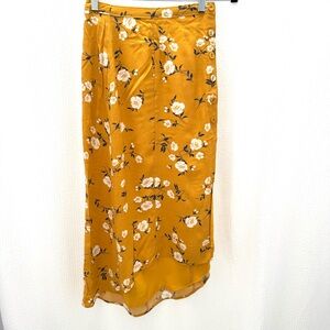 Abercrombie & Fitch Marigold Floral High Slit Midi Skirt Size XXSP